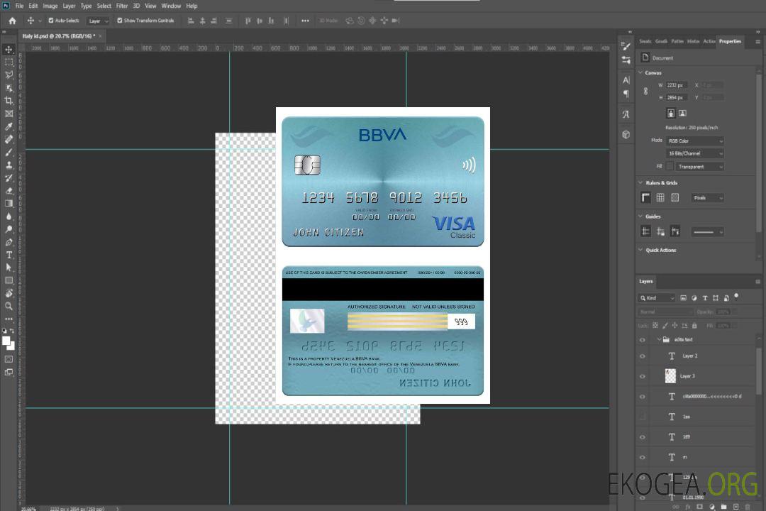 Carte classique visa bancaire BBVA Venezuela template Carte classique visa bancaire BBVA Venezuela template